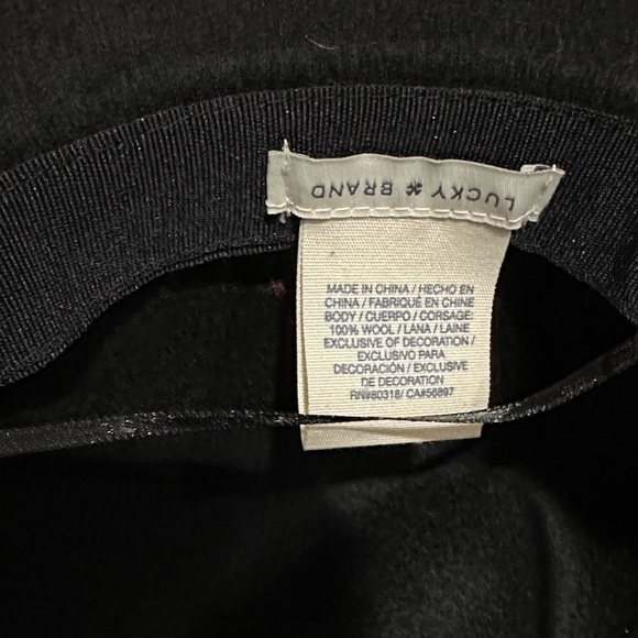 *LUCKY BRAND* Black 100% Wool Wide Brim Hat w Colorful Embroidered Floral Design - Picture 4 of 4